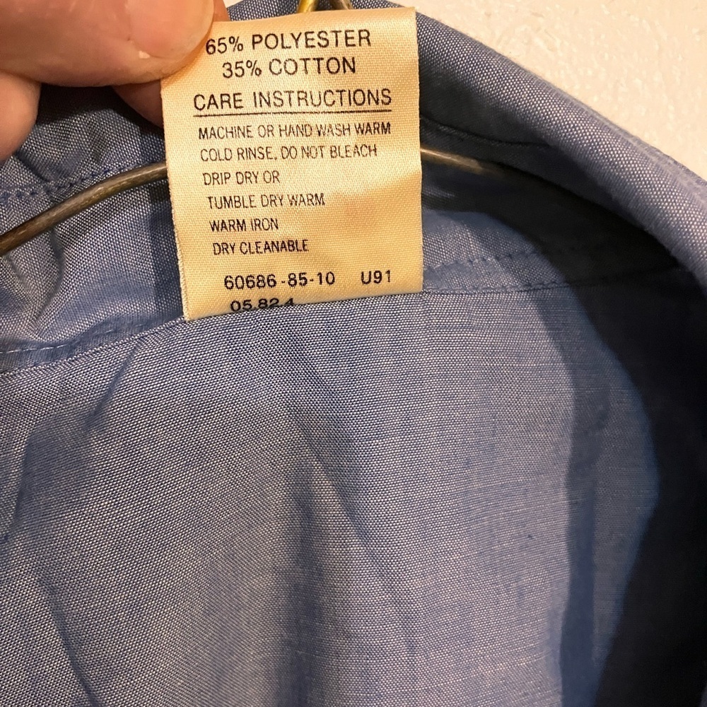 Levi’s dead stock vintage chambray shirt with pearlized snaps size large - Picture 6 of 13